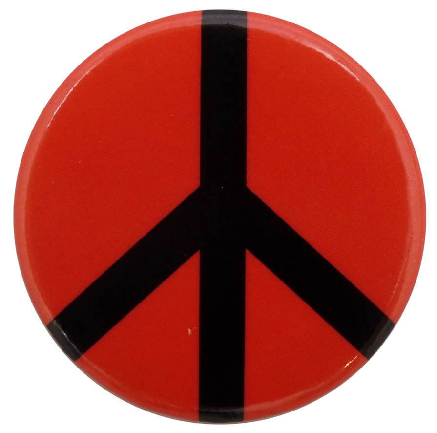 Peace Sign - 'Red' Button Badge
