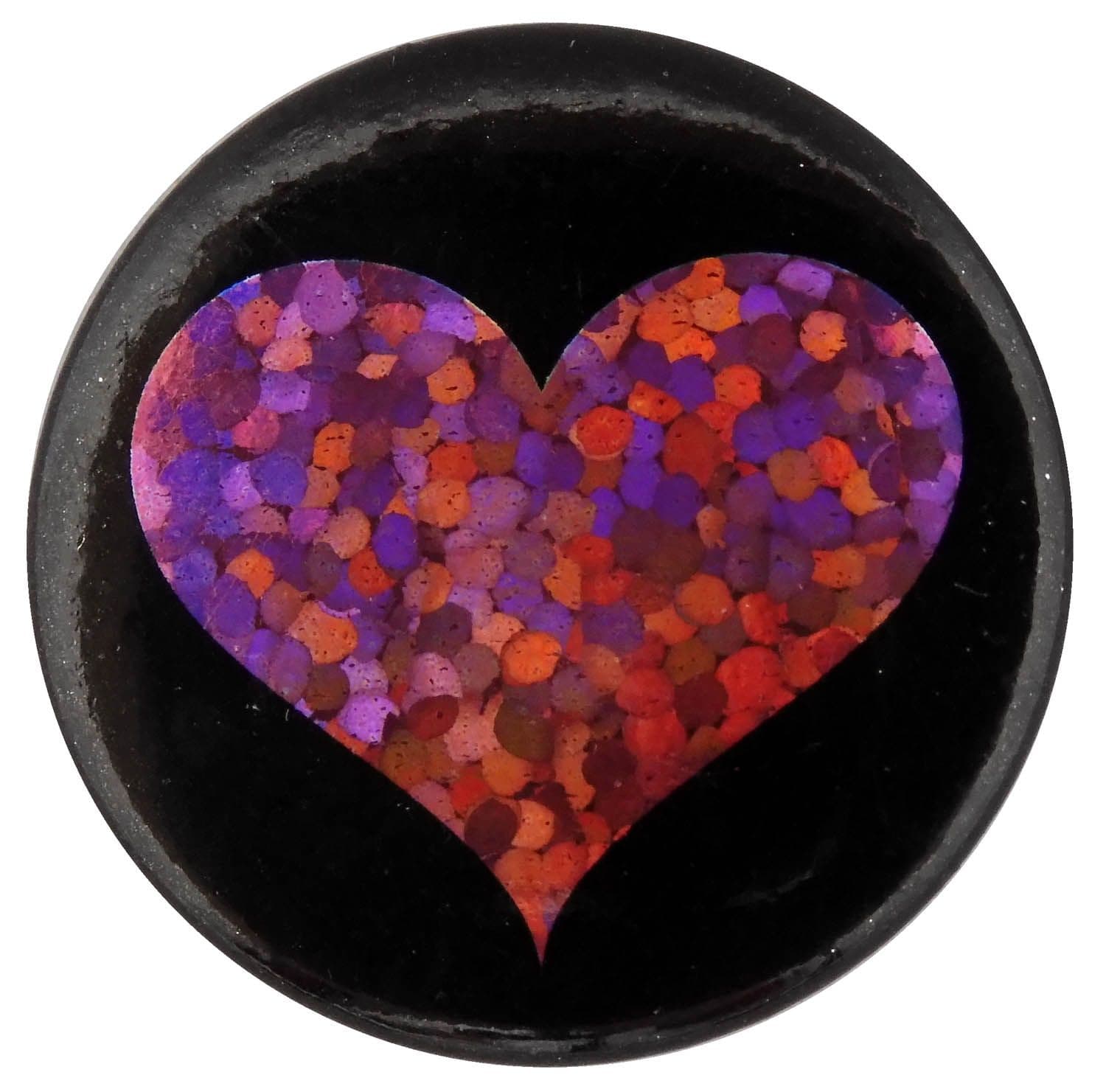 Pink Heart - Glittery Button Badge