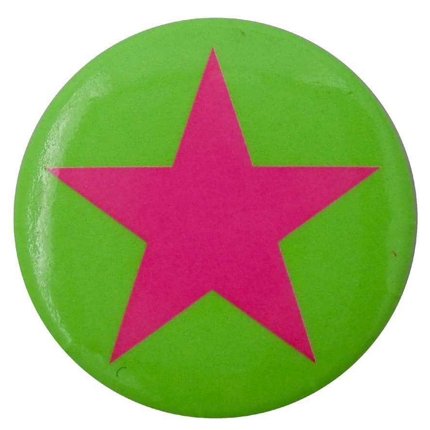 Pink Star on Green - Button Badge