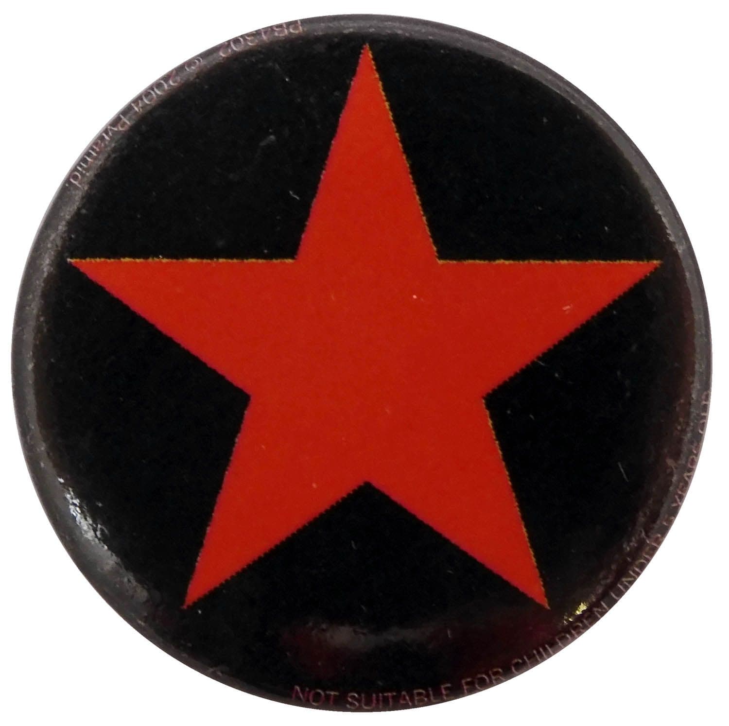 Red Star - 'Black Background' Button Badge