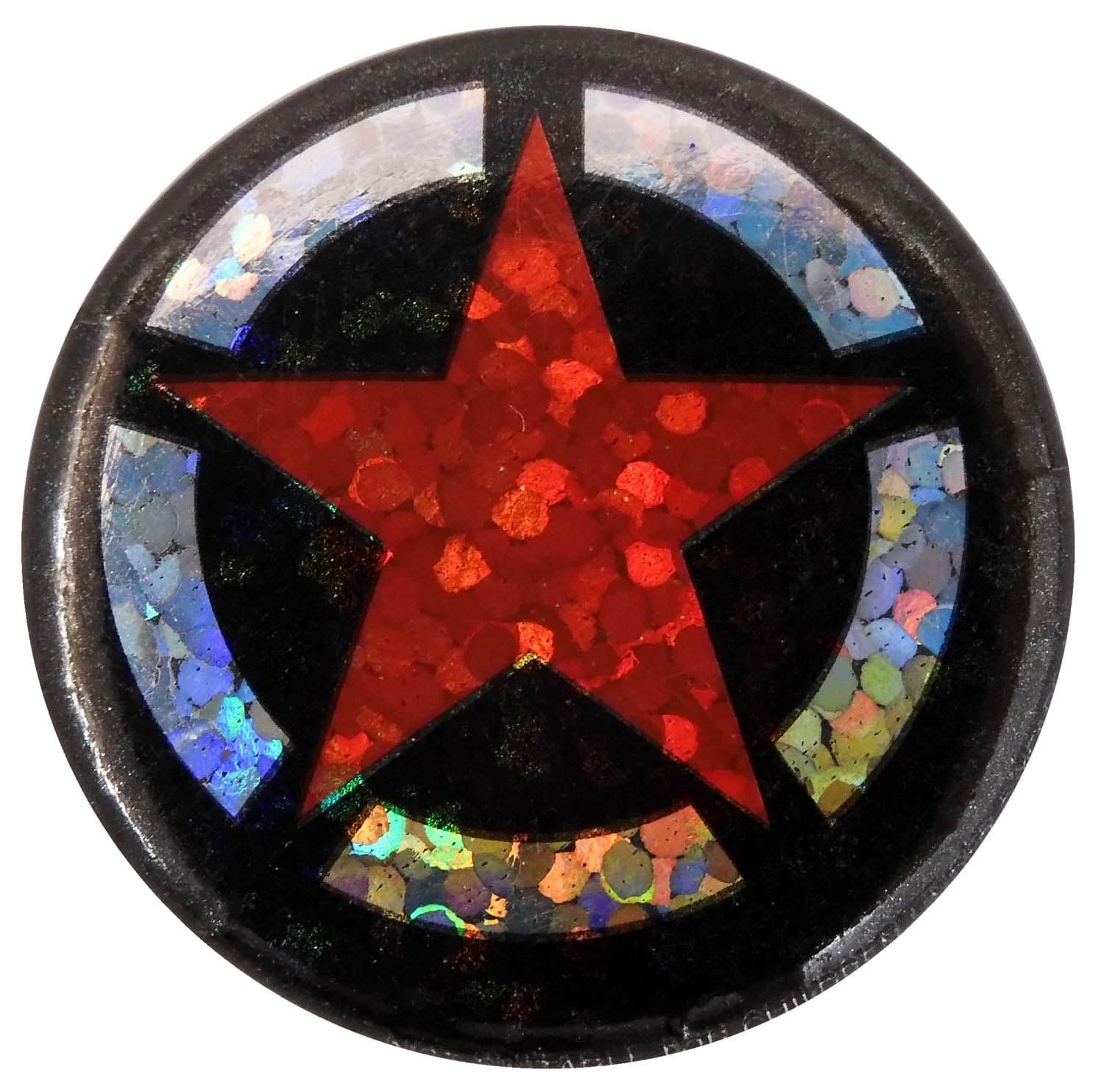Red Star - Glittery Button Badge