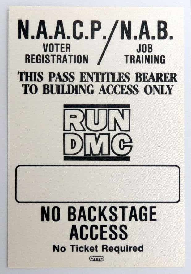 RunDMC - '1988 Runs House Tour' Building Access Pass