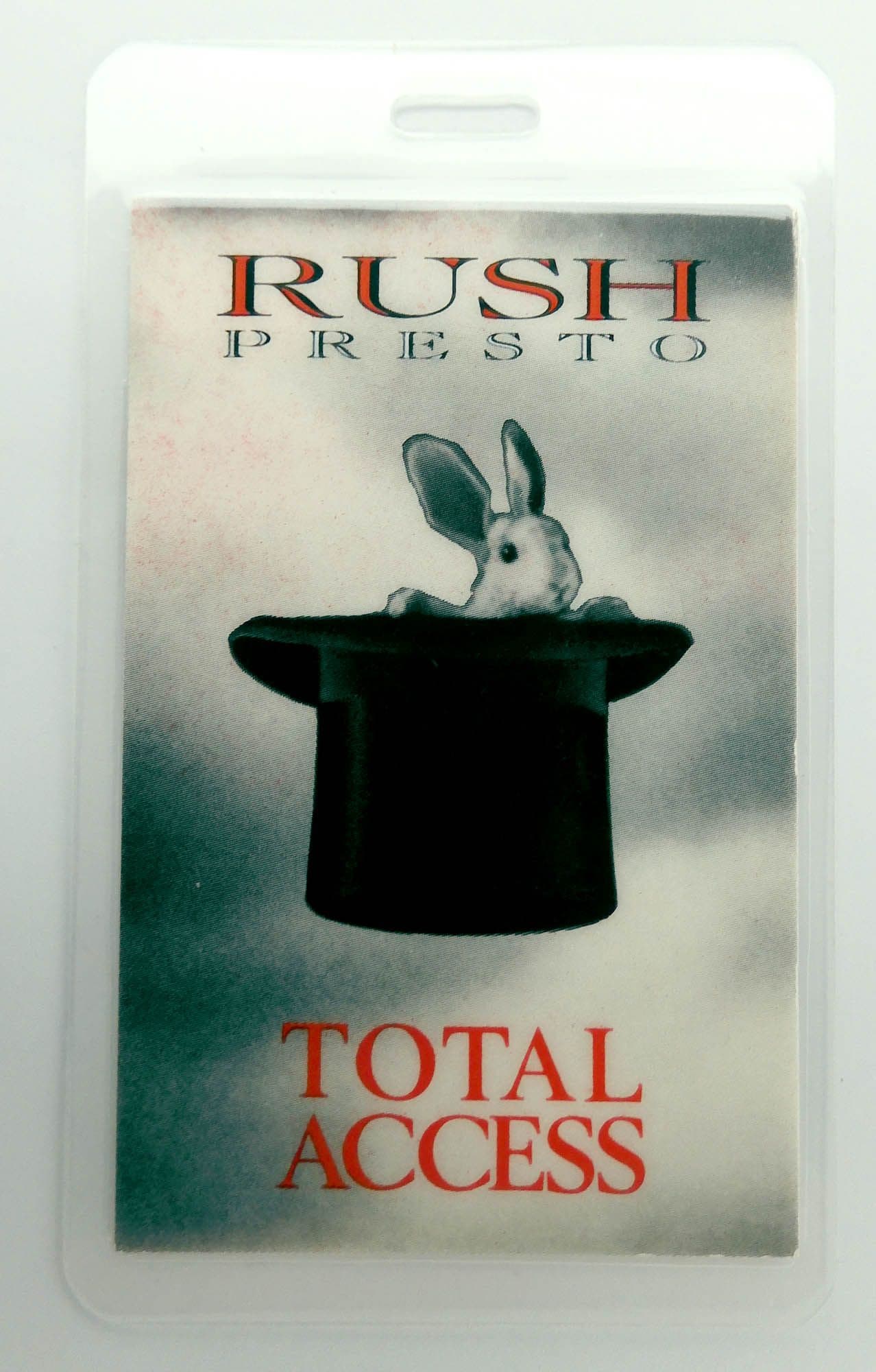 Rush - '1990 Presto Tour Total Access' Vintage Laminated Backstage Pass