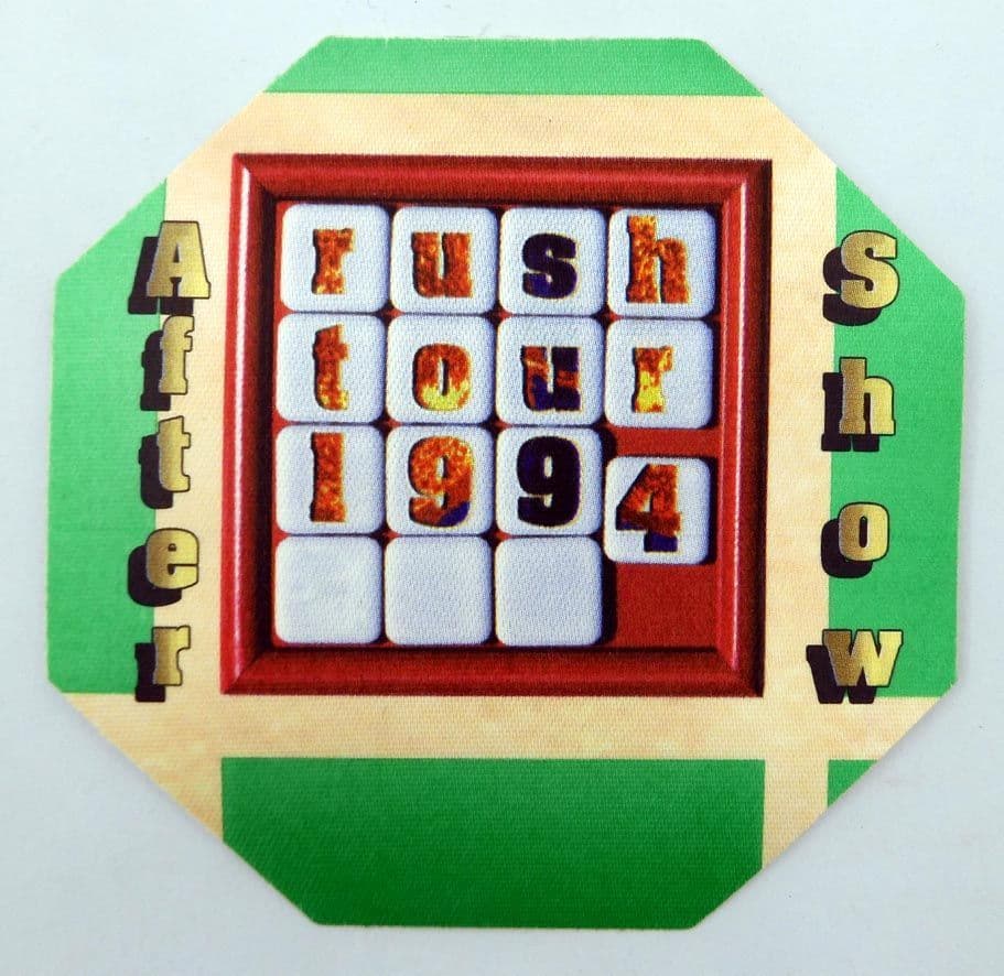 Rush - 'Counterparts Tour 1994' After Show Green OTTO Backstage Pass