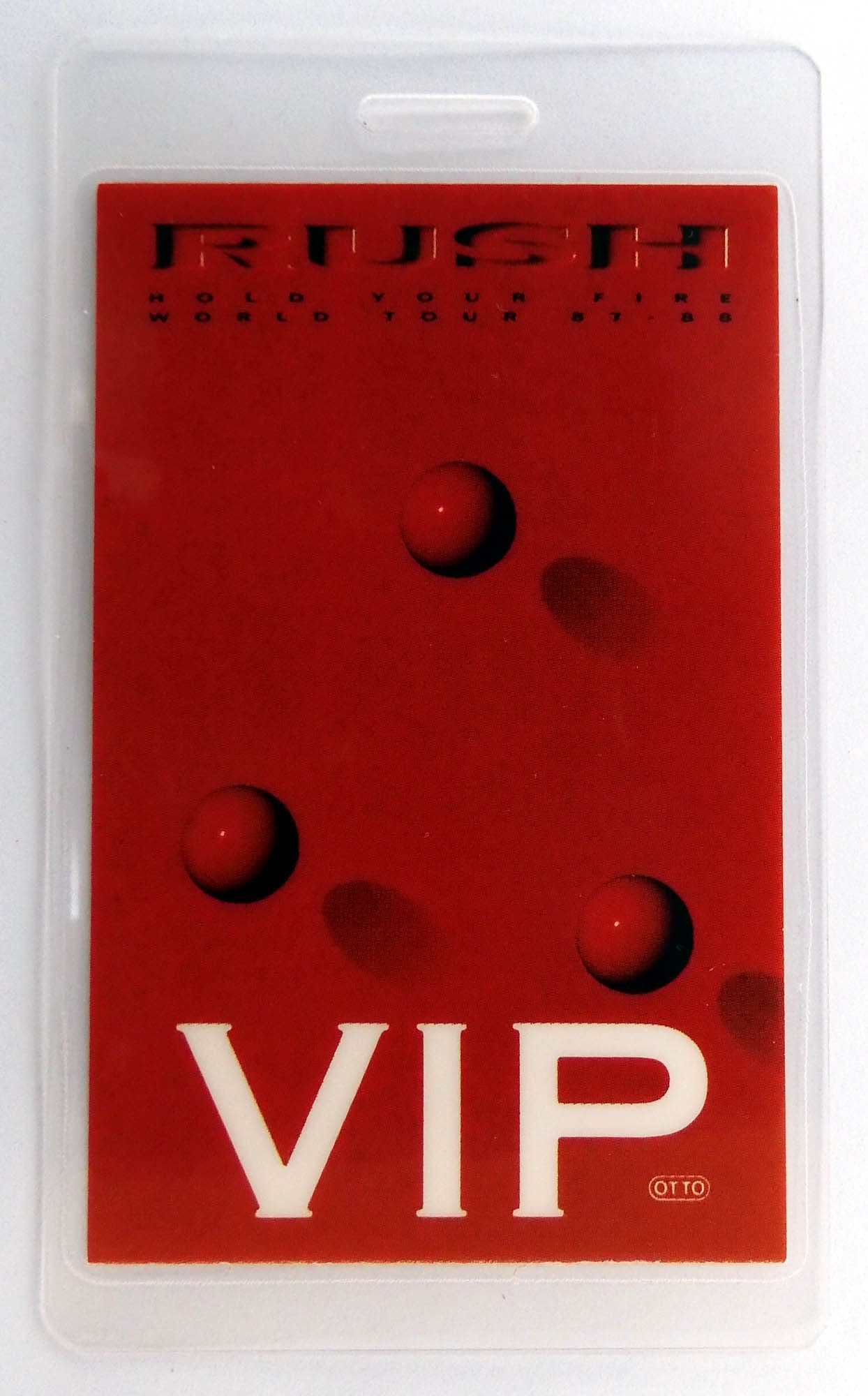 Rush - 'Hold Your Fire World Tour 87 - 88 VIP' Vintage Laminated Backstage Pass