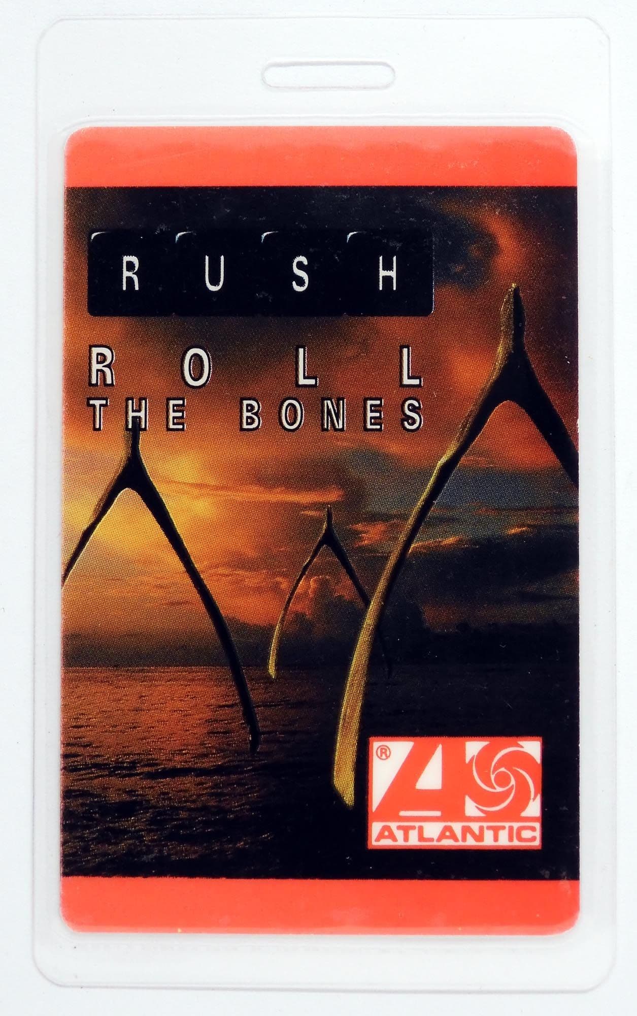 Rush - 'Roll the Bones Tour Atlantic Records Executive Pass' Vintage Laminated Backstage Pass