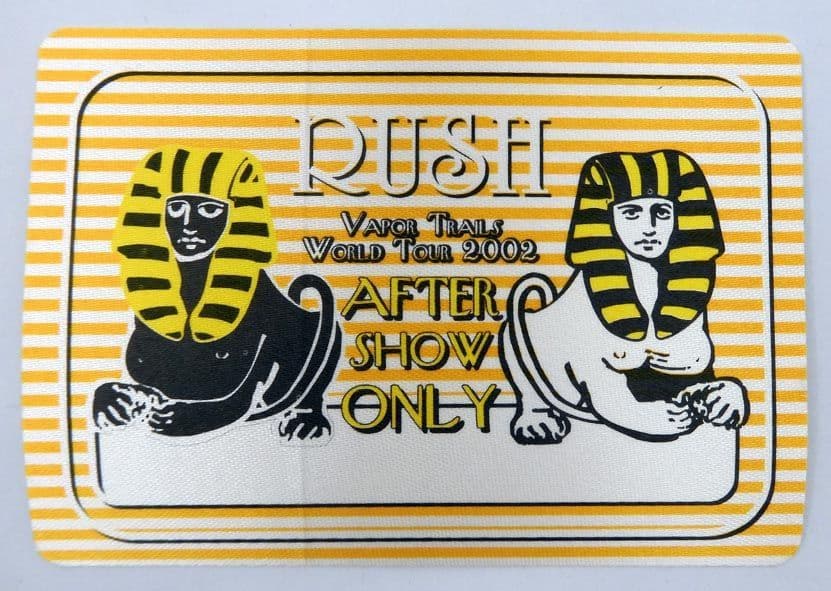 Rush - 'Vapor Trails Tour 2002 After Show Only Yellow' OTTO Backstage Pass