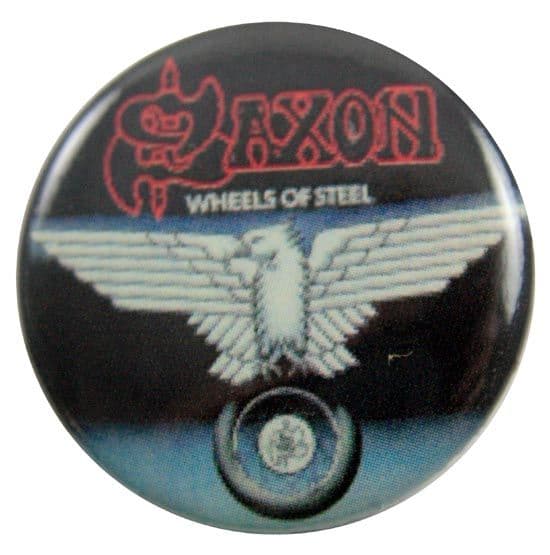 Saxon - 'Wheels of Steel' Button Badge