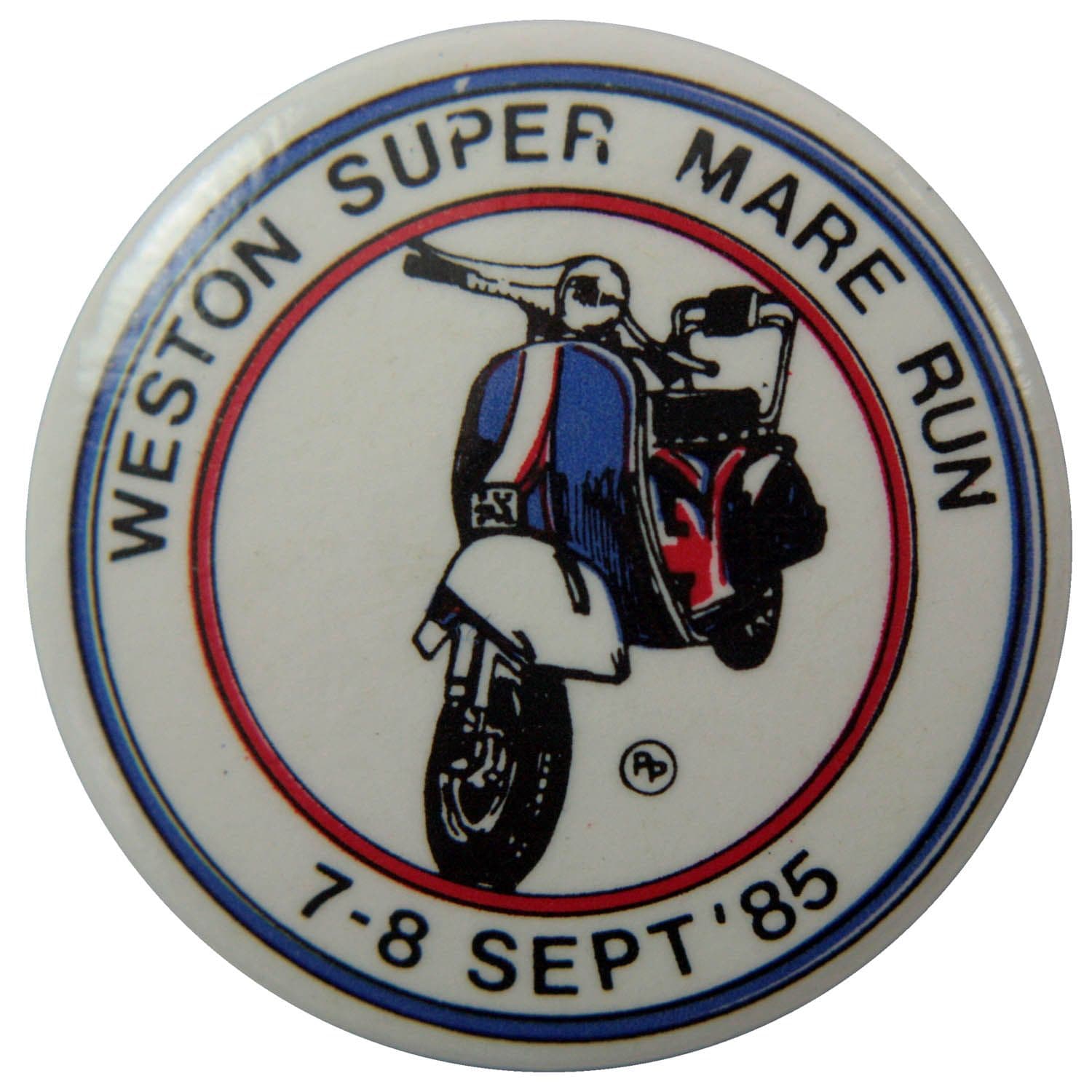 Scooter - 'Weston-super-Mare Run 7-8 Sept '85' Button Badge