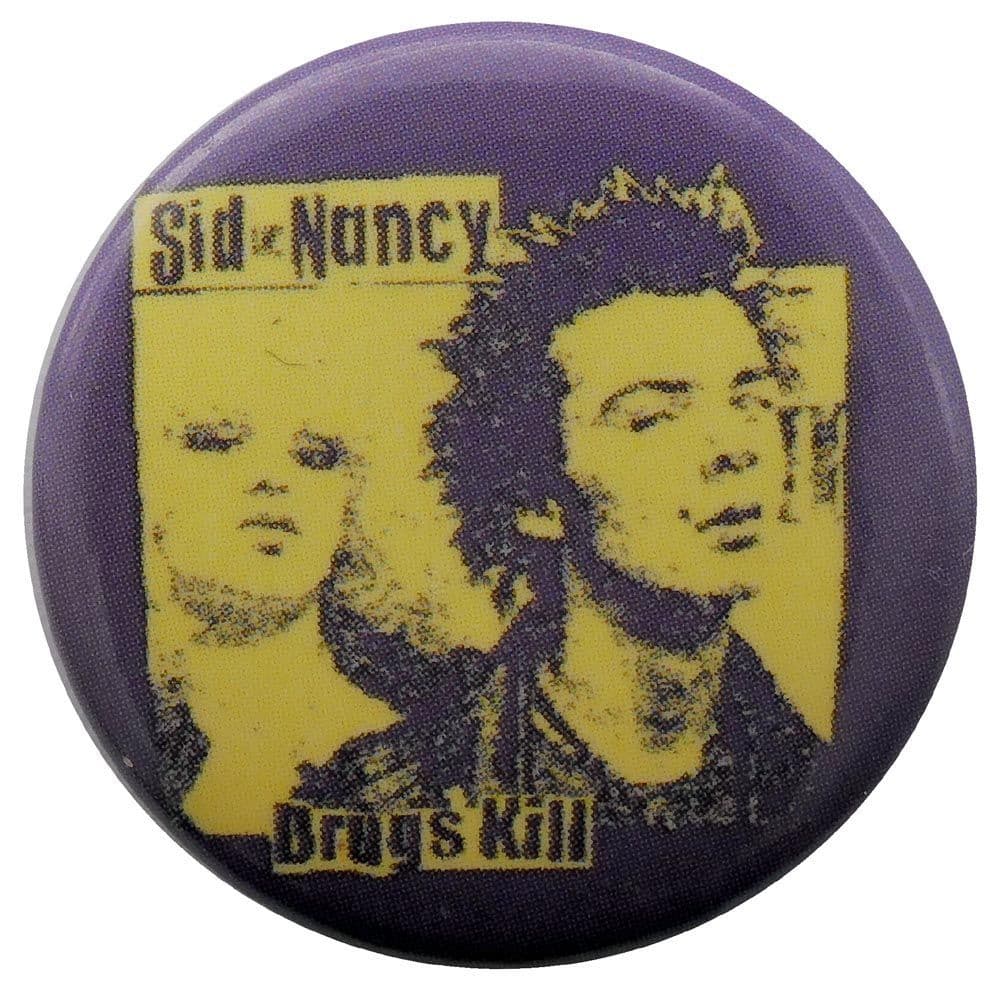 Sex Pistols - 'Sid & Nancy Drugs Kill' Button Badge