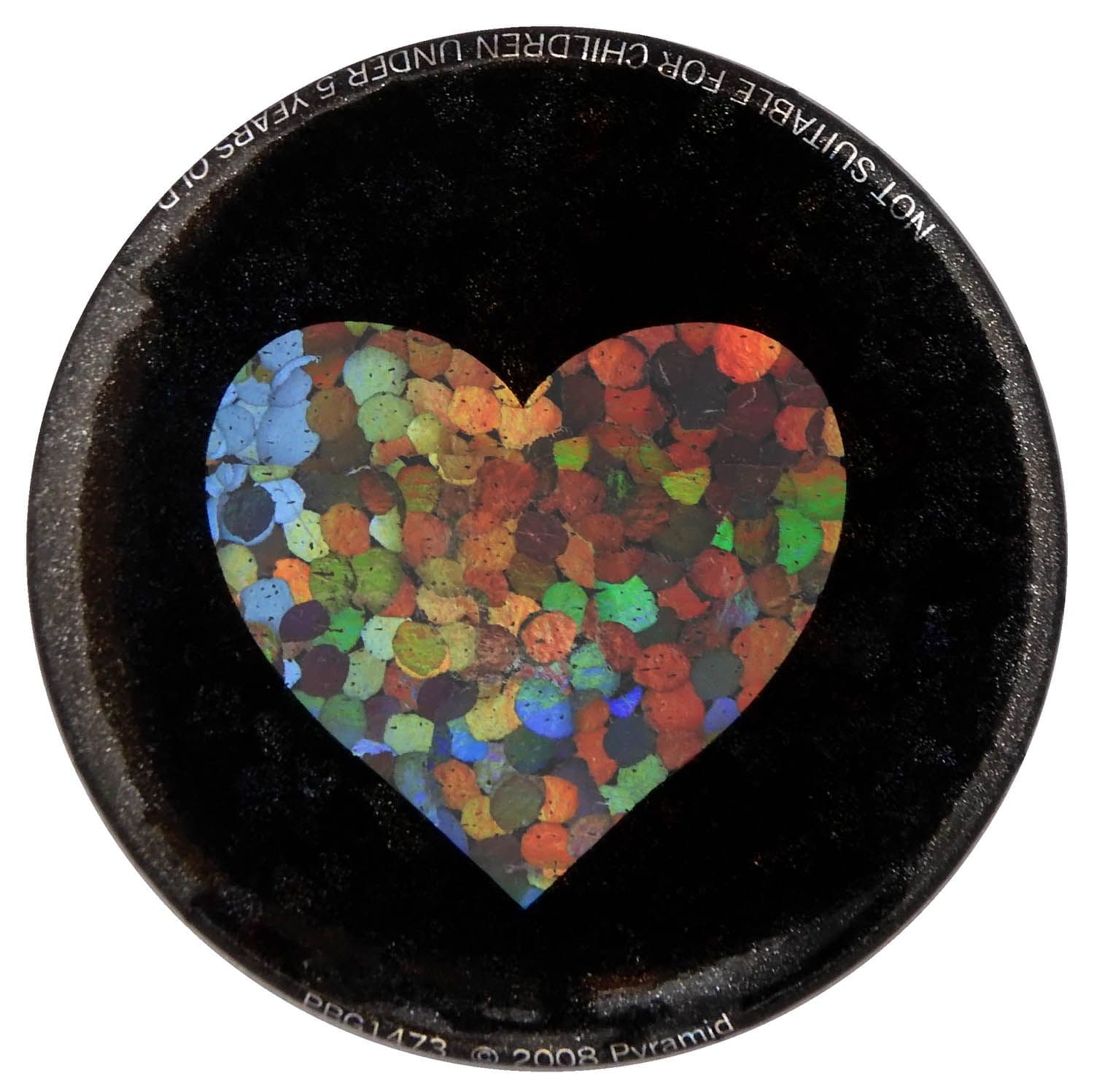 Silver Heart - Glittery Button Badge