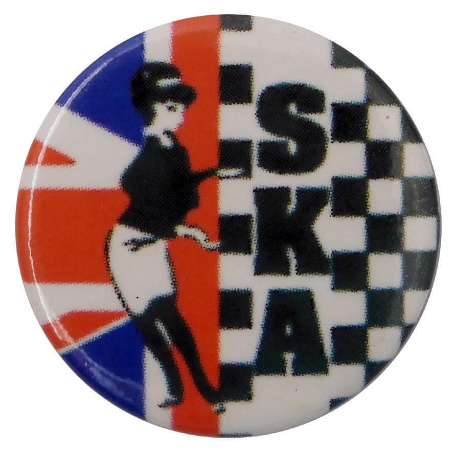 SKA - 'Beat Girl Union Jack' Button Badge