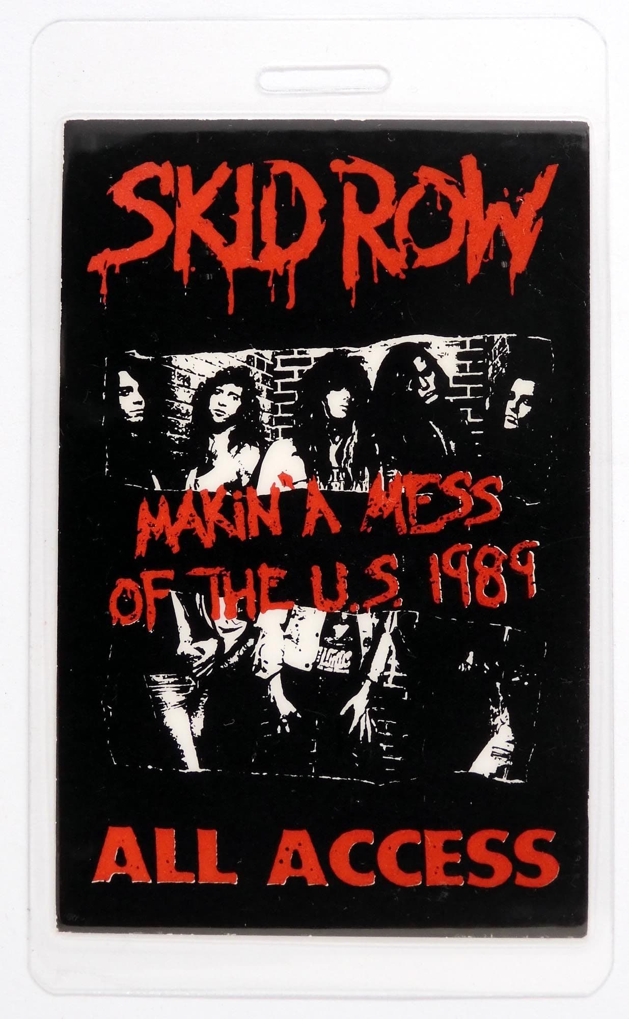 Skid Row - 'Makin' a Mess of the U.S. 1989 All Access' Vintage Laminated Backstage Pass