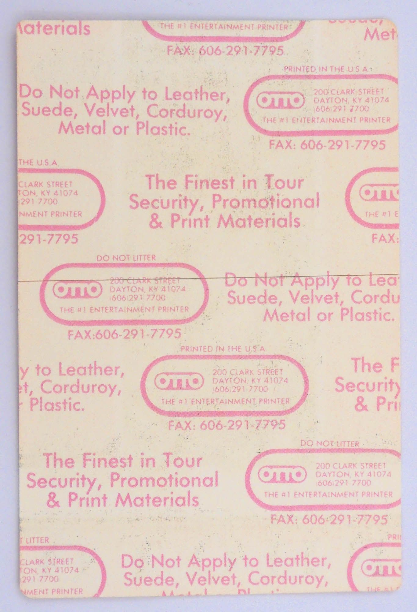 Skid Row - 'Slave to the Grind World Tour 1992 - Photo Red' OTTO Backstage Pass