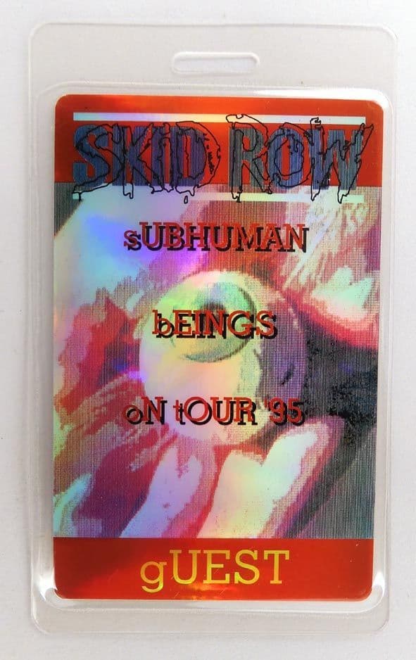 Skid Row- 'Subhuman Beings on Tour 1995 Guest' Laminated Backstage Pass