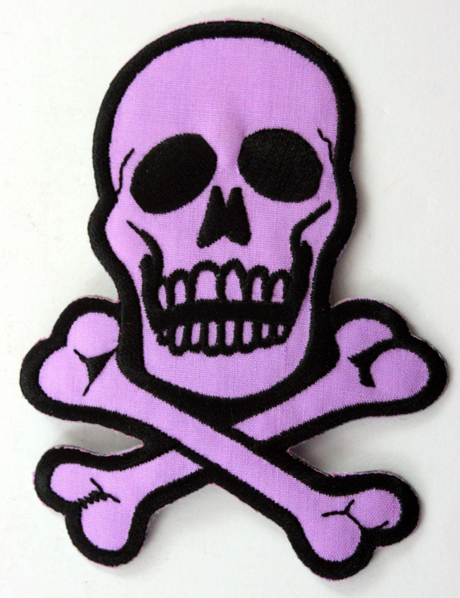 Skull and Crossbones - 'Lilac' Embroidered Patch