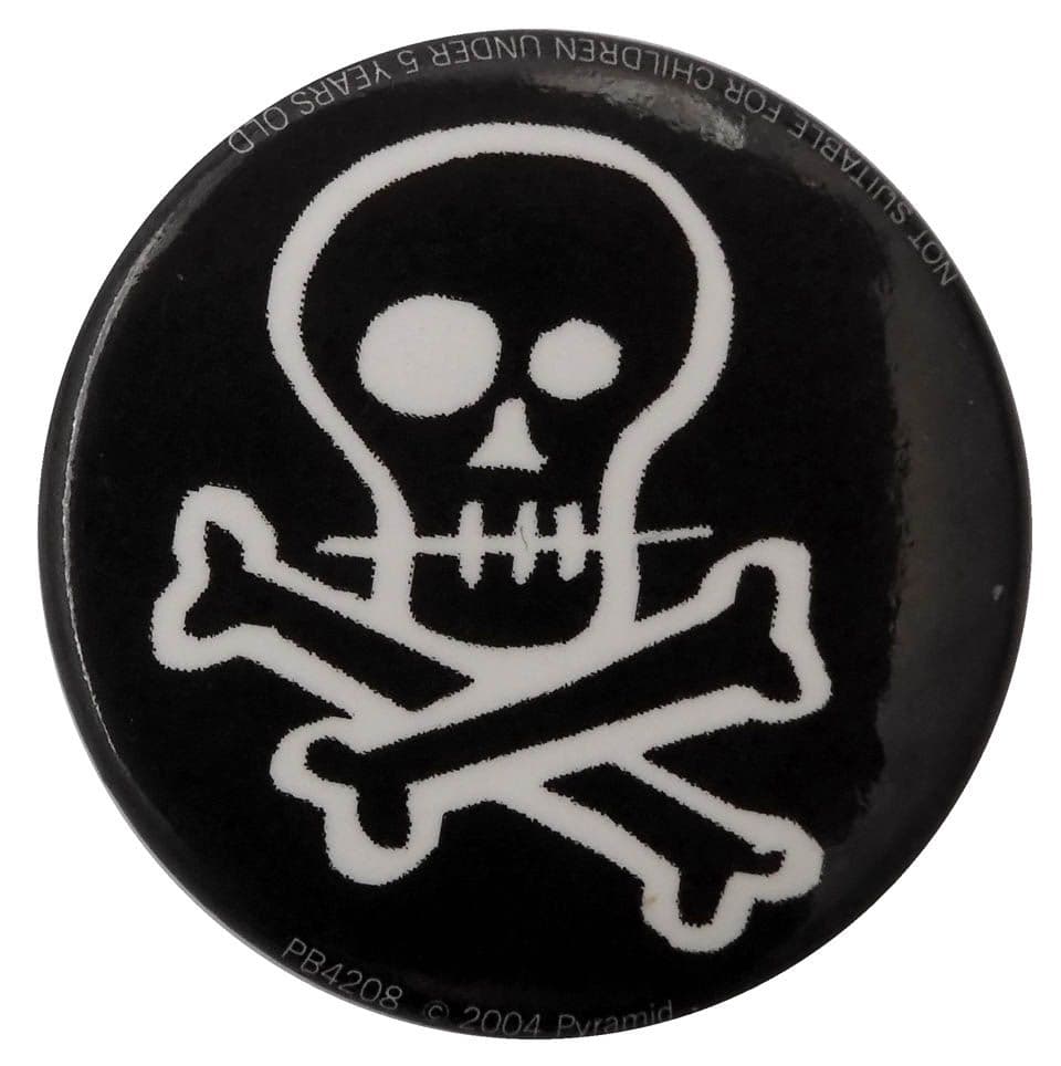 Skull & Crossbones - 'Black & White' Button Badge