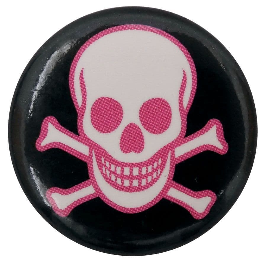 Skull & Crossbones - 'Pink' Button Badge