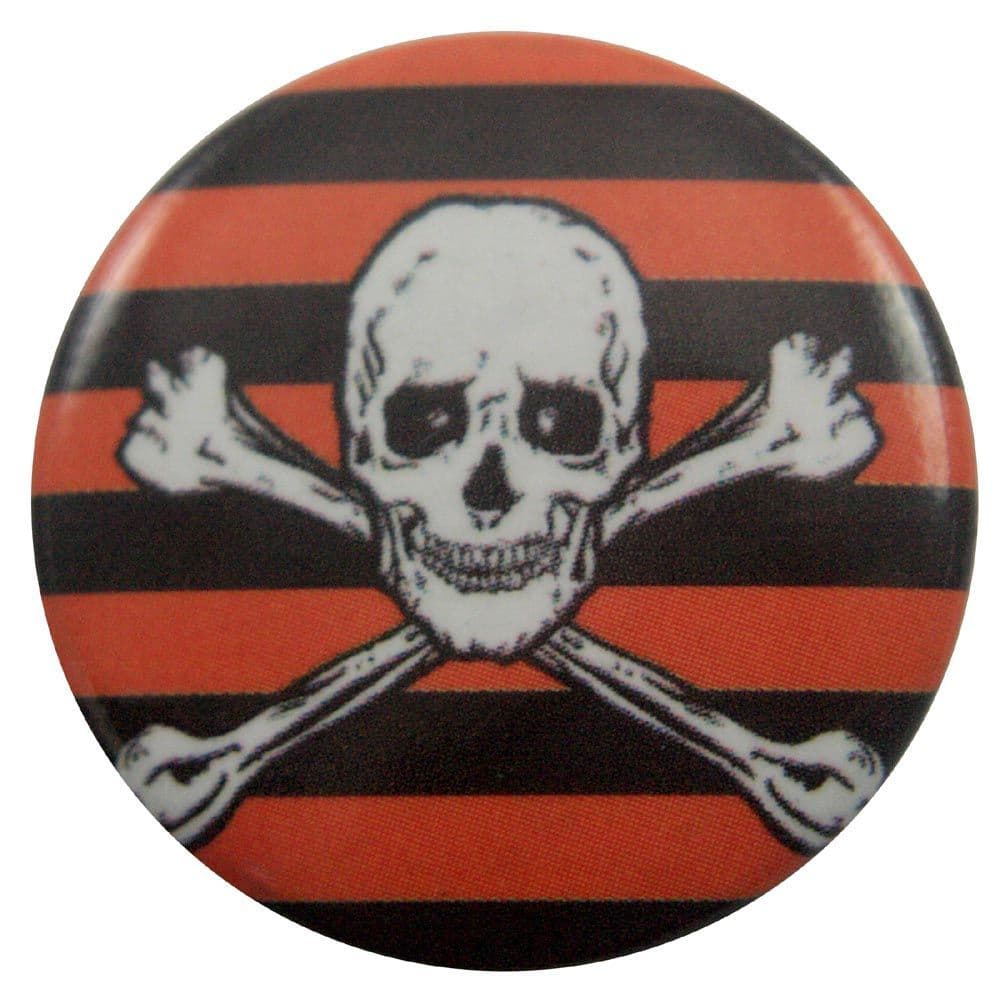 Skull - 'Stripes' Button Badge