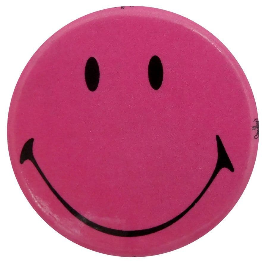 Smiley - 'Pink'  Button Badge