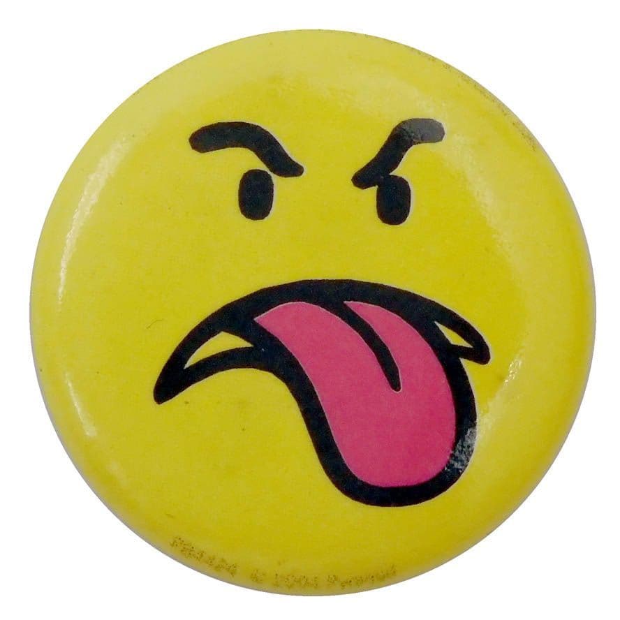 Smiley - 'Raspberry' Button Badge