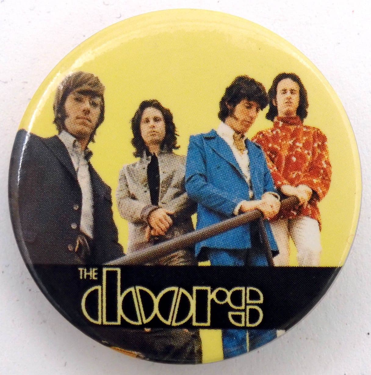 The Doors - 'Group Yellow' Vintage Large Button Badge
