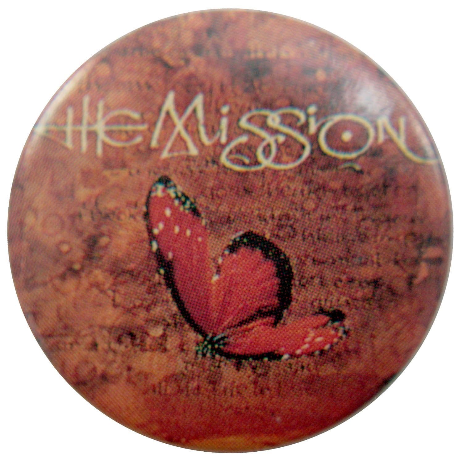 The Mission - 'Butterfly on a Wheel' Button Badge