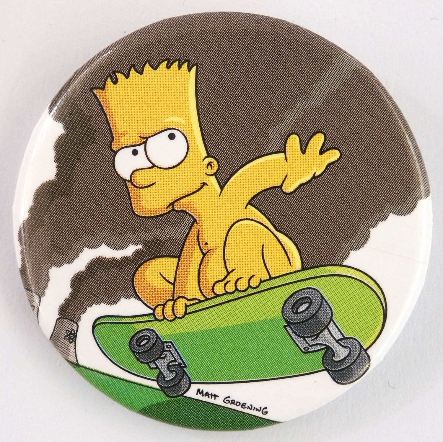 The Simpsons - 'Bart Skate Naked' Large Button Badge