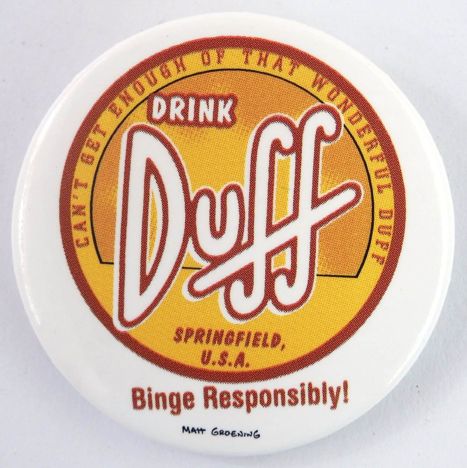 The Simpsons - 'Drink Duff' Large Button Badge