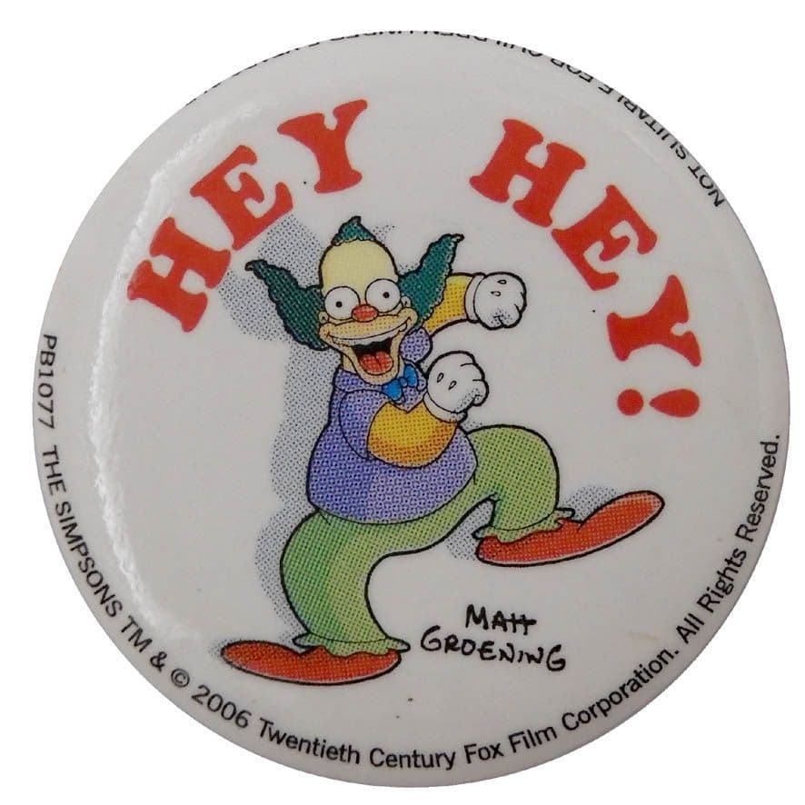 The Simpsons - 'Hey Hey!' Button Badge