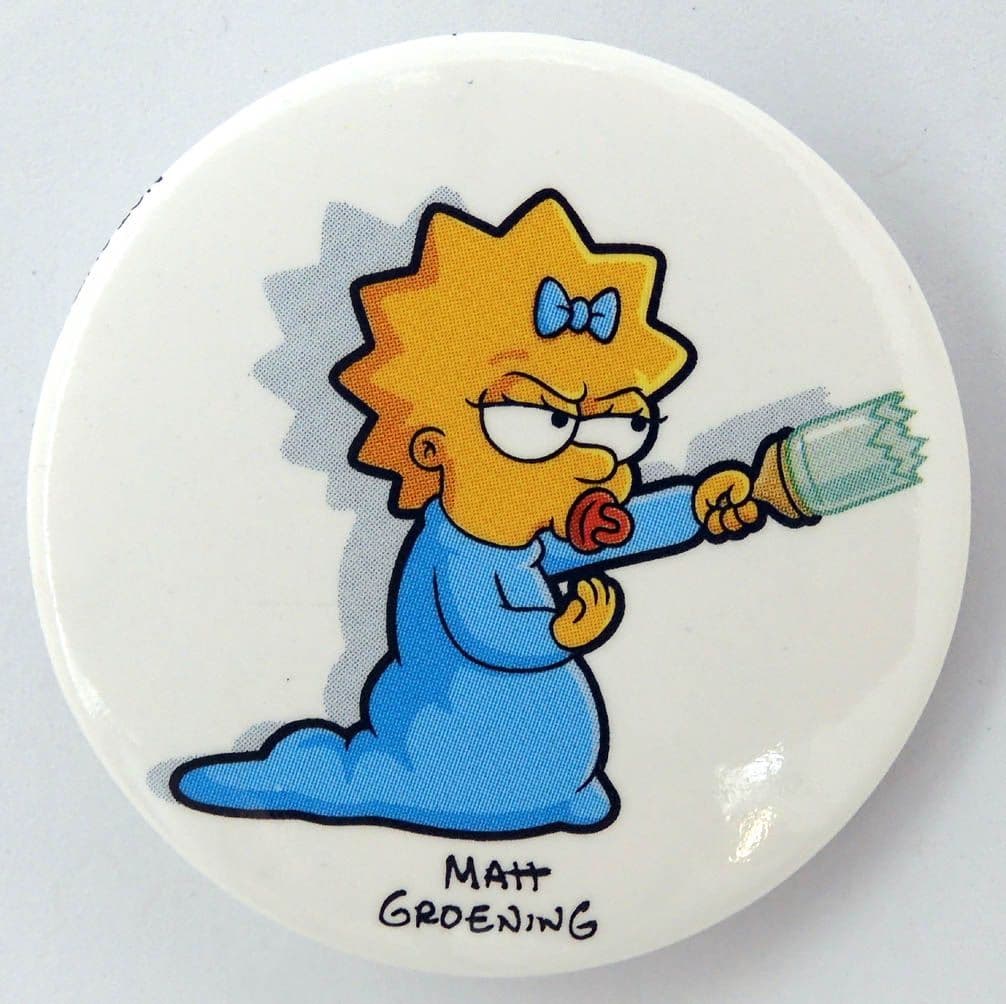 The Simpsons - 'Maggie Broken Bottle' Large Button Badge