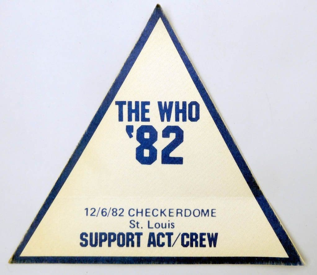 The Who - 'Checkerdome St Louis '82 Suppoert Act / Crew' Vintage Backstage Pass
