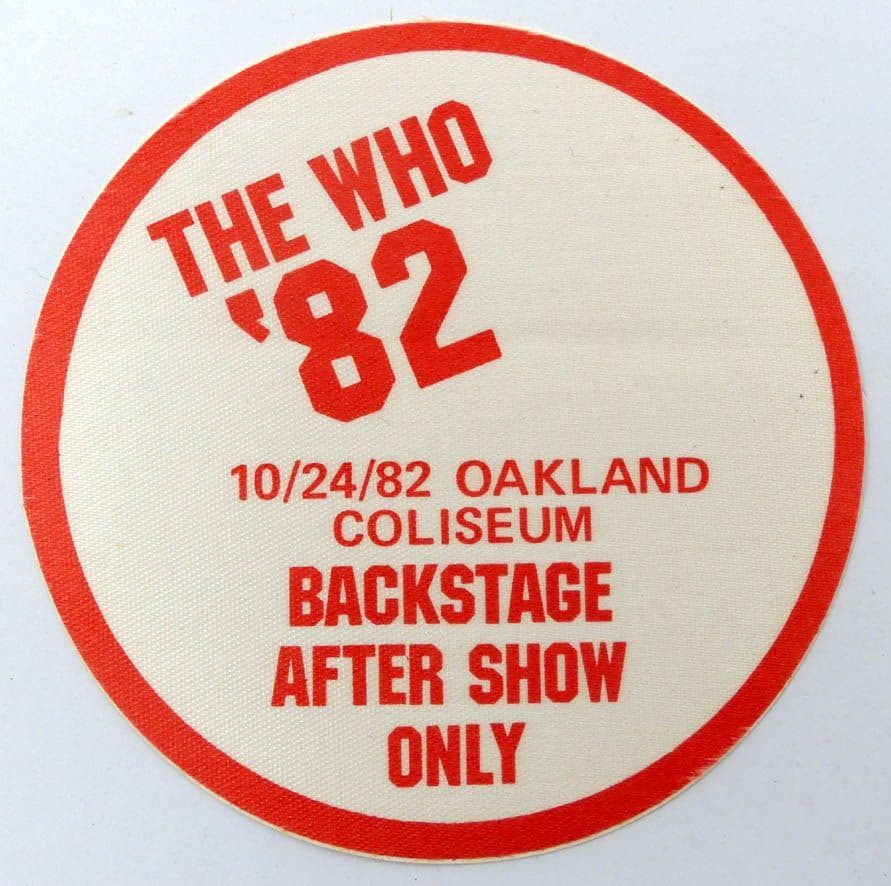The Who 'Oakland Coliseum '82' Vintage Backstage Pass