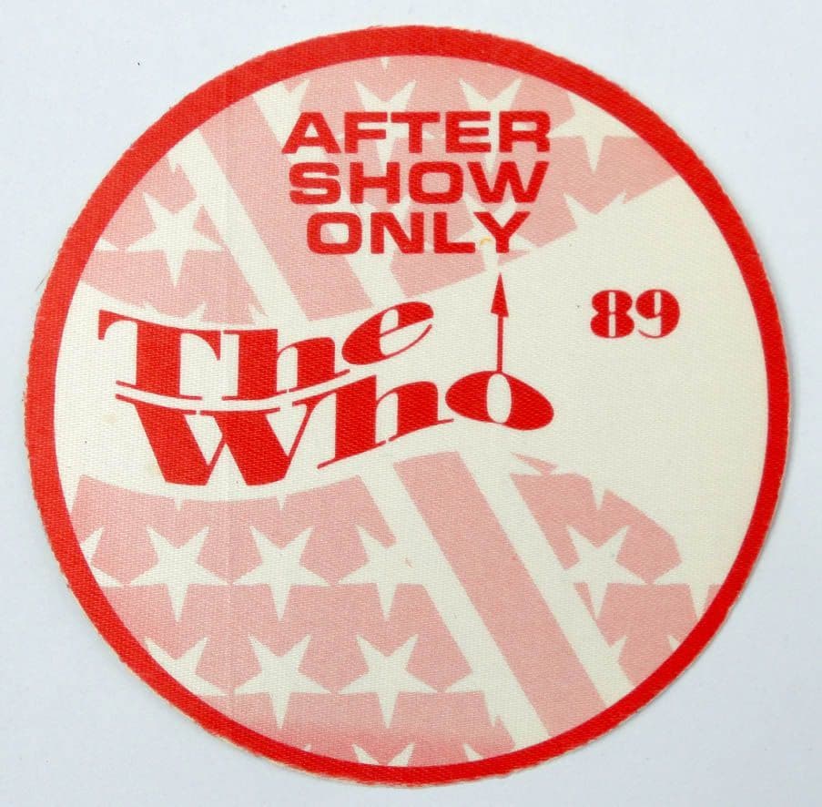 The Who 'The Kids Are Alright Tour 1989 After Show Only' Vintage Black Backstage Pass