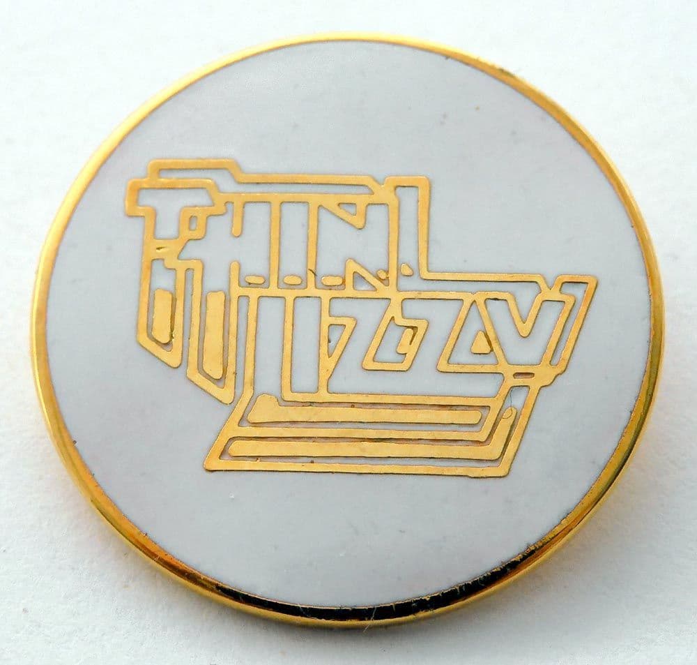 Thin Lizzy - 'Logo' Round White Enamel Badge