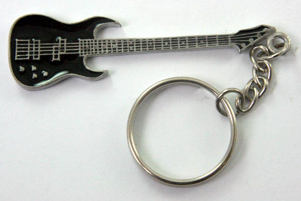 Tribal Wear - 'Black Guitar' Guitar Shaped Enamel Keyring