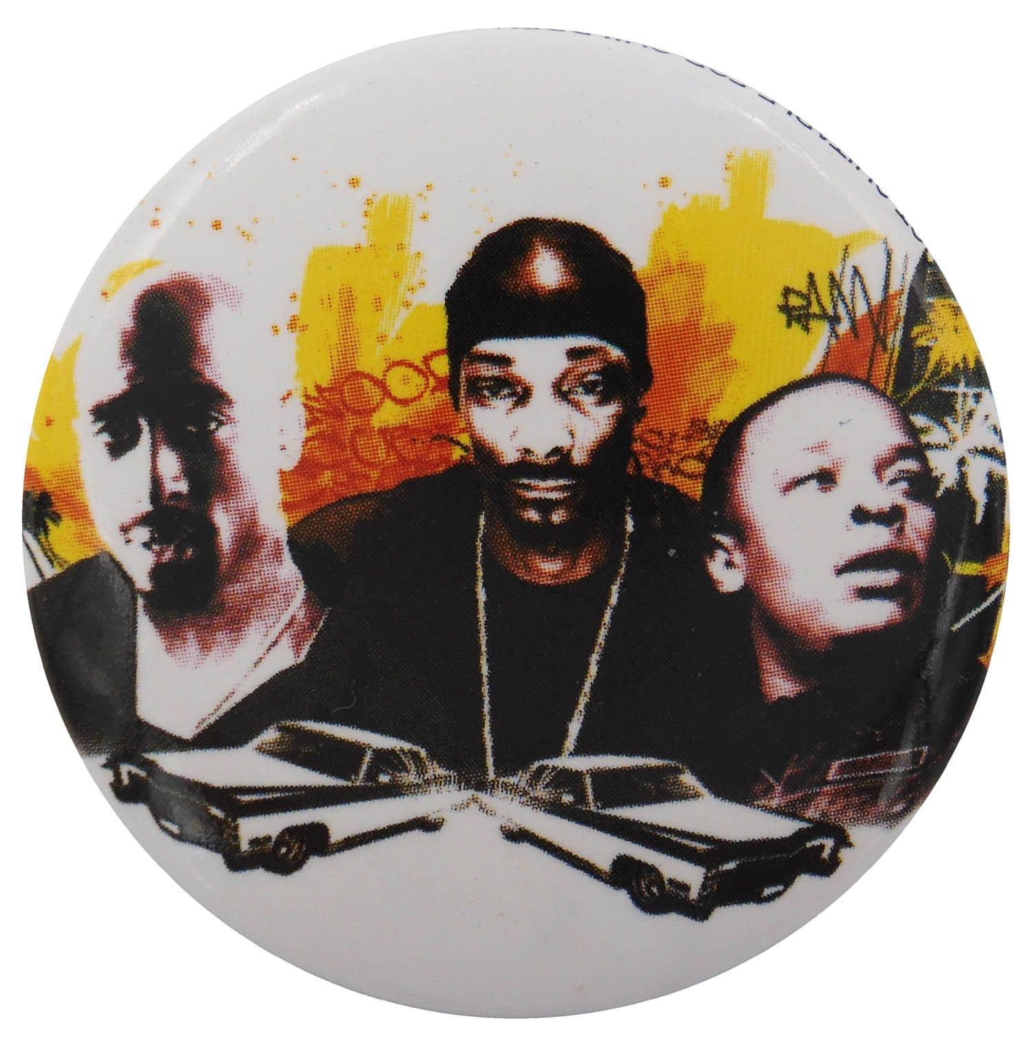 Tupac Dr Dre & Snoop Dogg - Large Button Badge