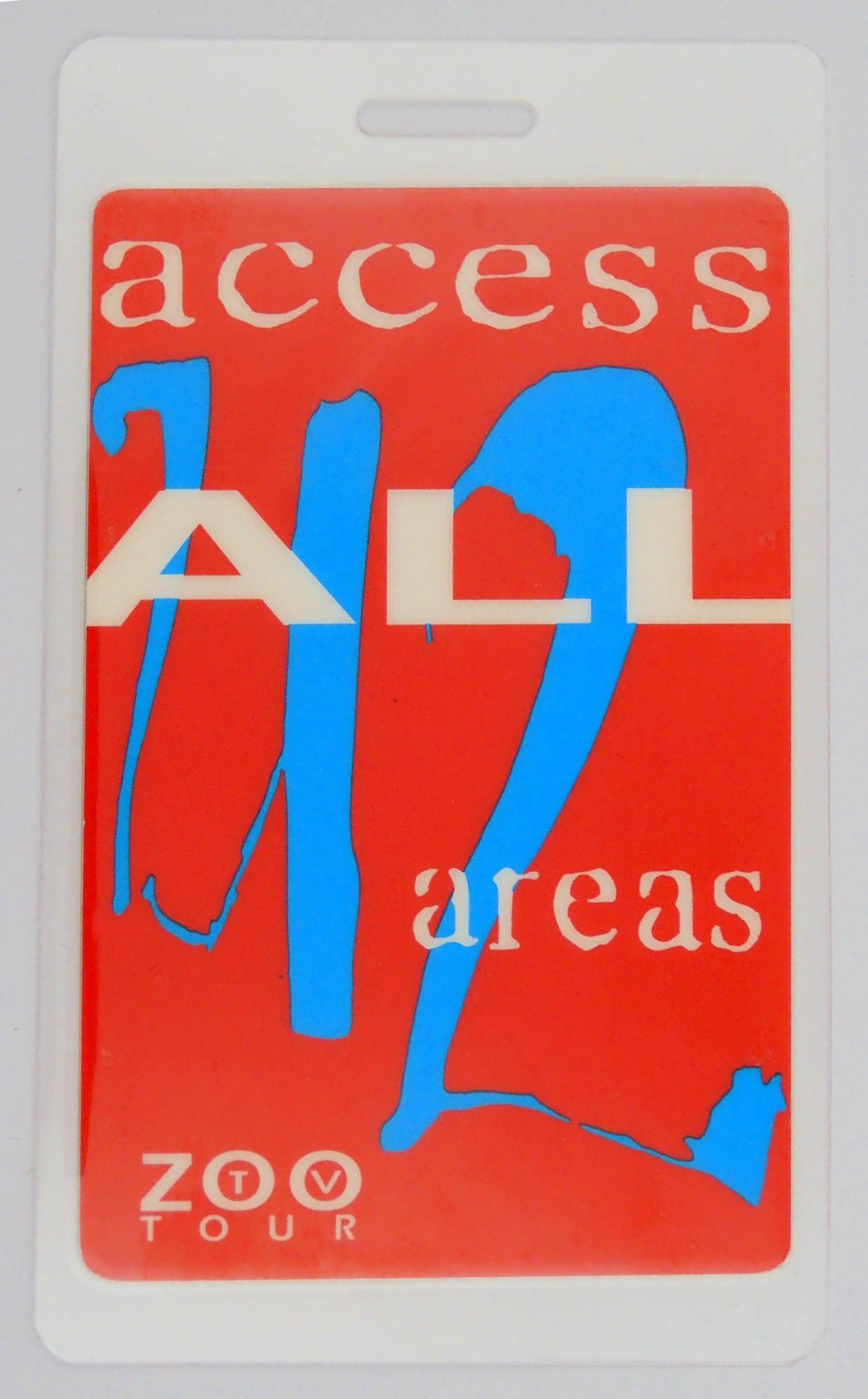 U2 - 'Zoo TV Tour - All Areas' Vintage Laminated Backstage Pass