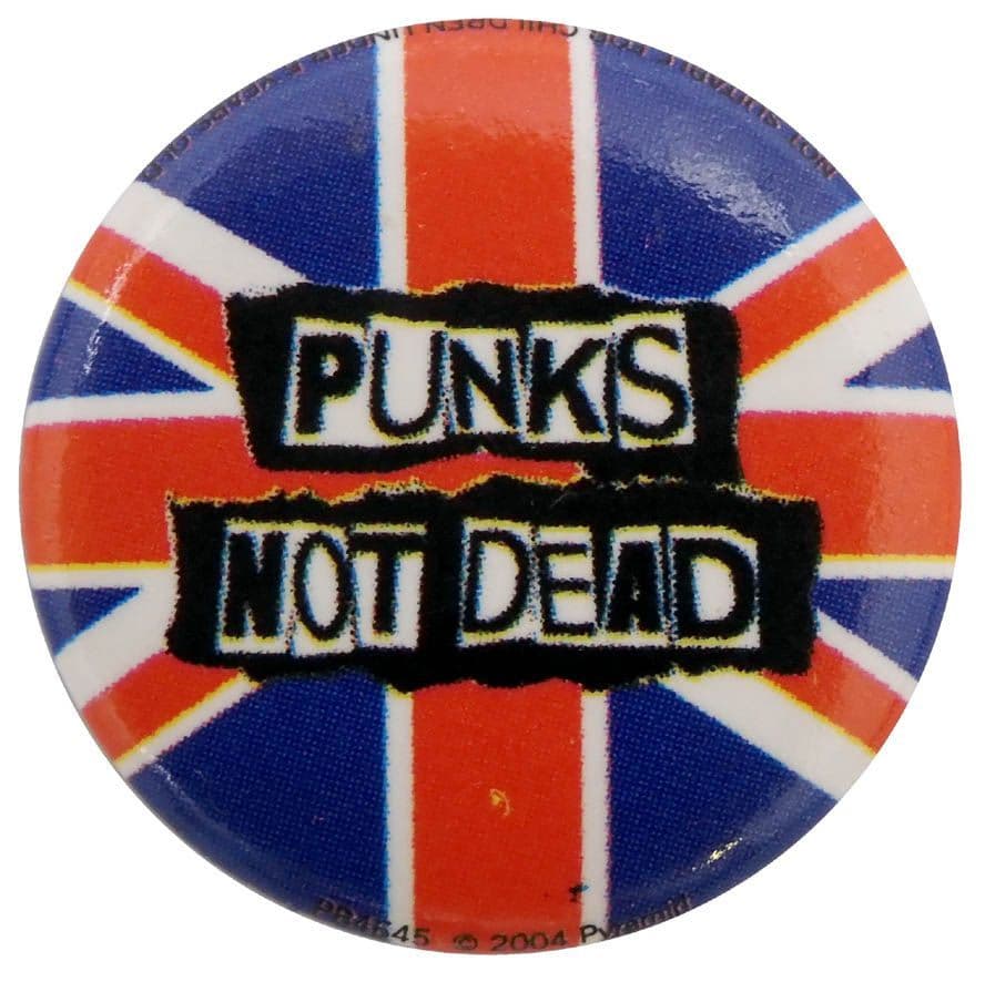 Union Jack - 'Punks Not Dead' Button Badge