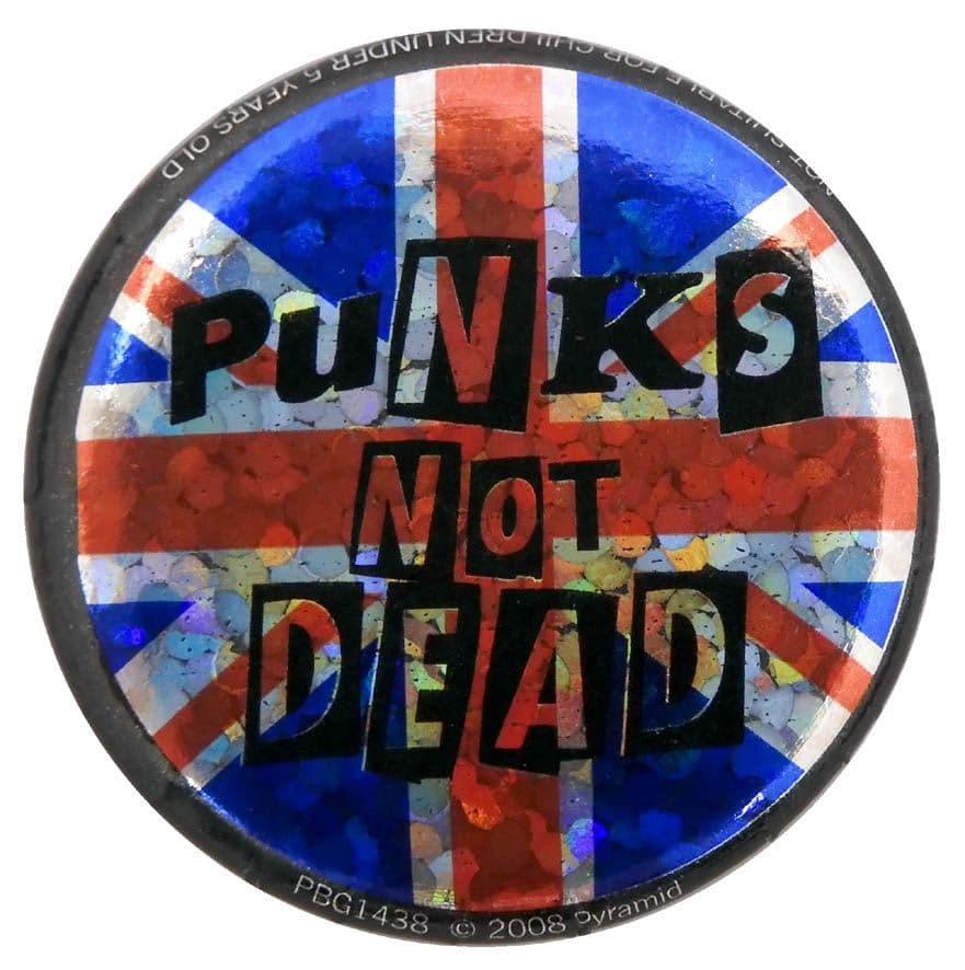 Union Jack - 'Punks Not Dead' Prismatic Button Badge