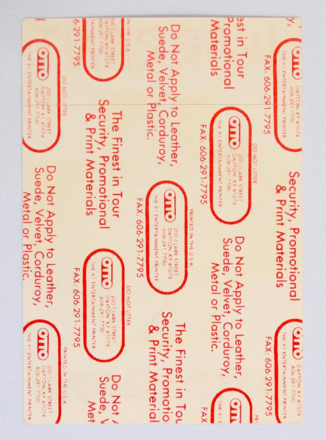 Warrant 'Blood Sweat and Beers World Tour 91-92 Aftershow Yellow' Backstage Pass